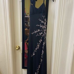 halter tie black dress